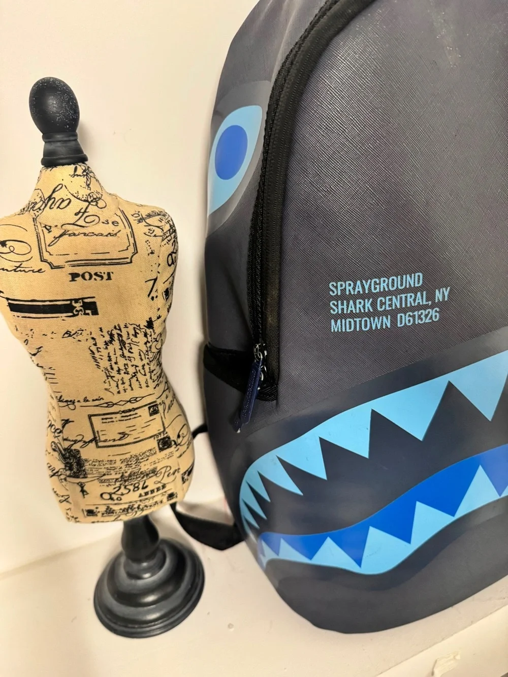 Sprayground Shark Mouth Gray Blue Backpack Limited Edition